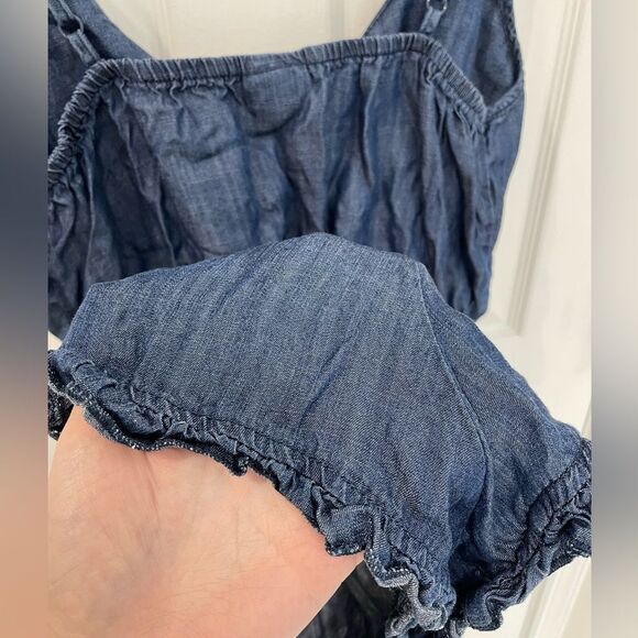 Mossimo Supply Co Denim Blue Tie Front Elastic Waist Romper Women’s Size XS - Picture 5 of 9